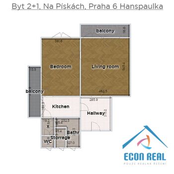 Pronájem bytu 2+1, 80 m2, s dvěma balkony, Praha 6 Hanspaulka