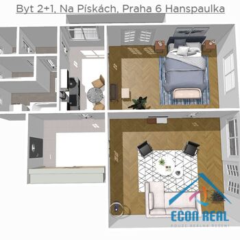 Pronájem bytu 2+1, 80 m2, s dvěma balkony, Praha 6 Hanspaulka