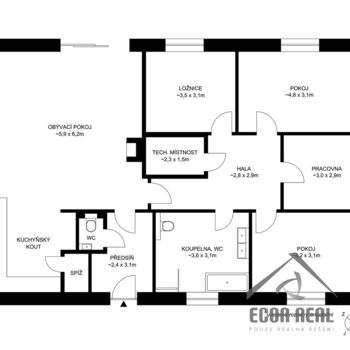 Prodej novostavby bungalovu 5kk, Višňová, okres Příbram