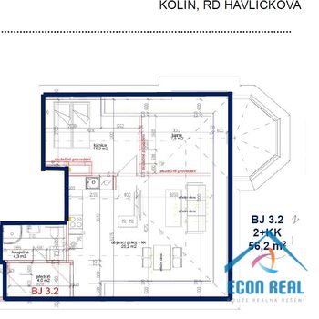 Pronájem zcela nového bytu 2kk se šatnou a s parkovacím stáním ve vile, Havlíčkova, Kolín