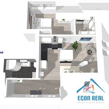 Pronájem zcela nového bytu 2kk se šatnou a s parkovacím stáním ve vile, Havlíčkova, Kolín