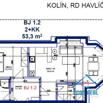 Pronájem zcela nového bytu 2kk se šatnou a s parkovacím stáním ve vile, Havlíčkova, Kolín