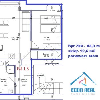Pronájem nového bytu 2kk s parkovacím stáním ve vile, Havlíčkova, Kolín