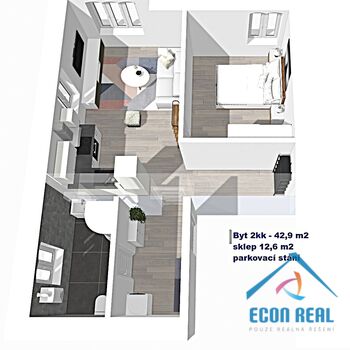 Pronájem nového bytu 2kk s parkovacím stáním ve vile, Havlíčkova, Kolín