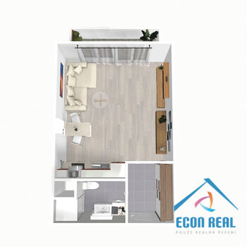 Prodej útulného bytu 1kk s lodžií, sklepem a garážovým stáním, Sluneční náměstí, Praha 13 Stodůlky