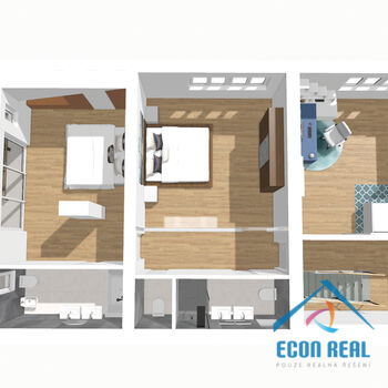 Pronájem úžasného RD 5KK s 3 koupelnami - 224 m2, se zahradou a garáží, Na Konečné, Praha 4 Písnice