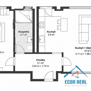 Prodej světlého bytu 2+KK, 53 m2, Vladivostocká, Praha 10 Vršovice